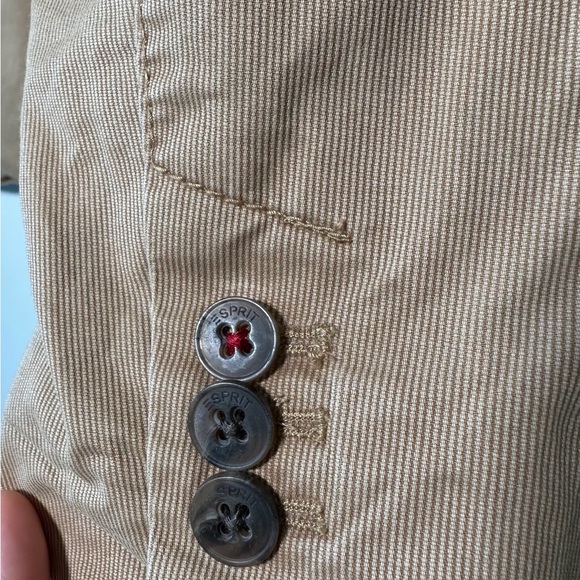 Vintage Esprit Tan Jacket with Blue Patterned Lining - Size M - Picture 8 of 8